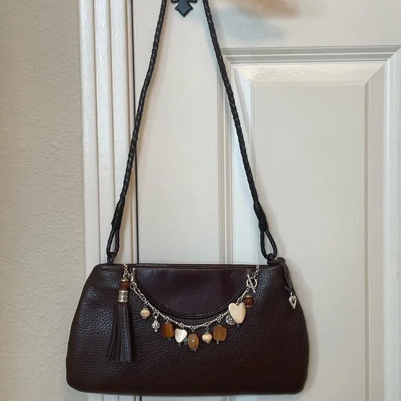 BRIGHTON Small Brown Pebbled Leather Bag with Detachable Charm Bracelet - Picture 15 of 16